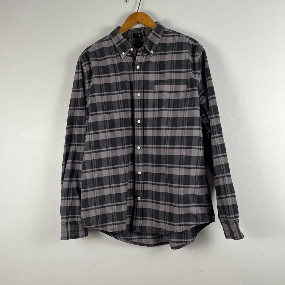 Hurley button down shirt Long sleeves plaided black gray size Large